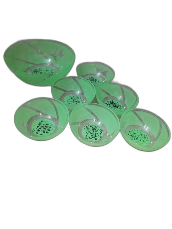 Glass Bowl Set 7 Pieces Green Color