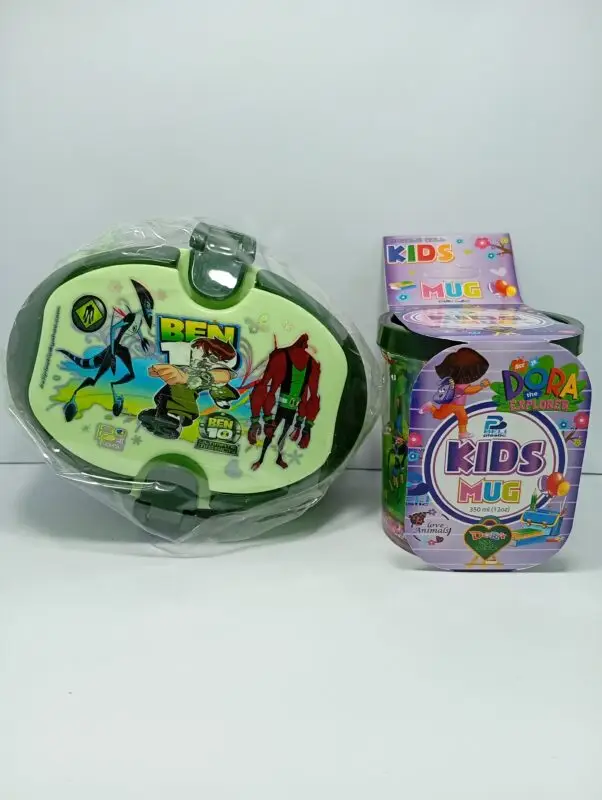 kids cartoon lunch box and mug set ben 10 dora for age 3 to 8 in karachi