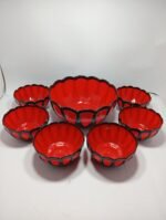 Plastic Bowl Set (7 Pcs) – Red & black Color