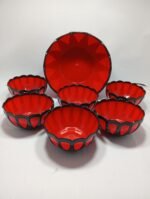 Plastic Bowl Set (7 Pcs) – Red & black Color