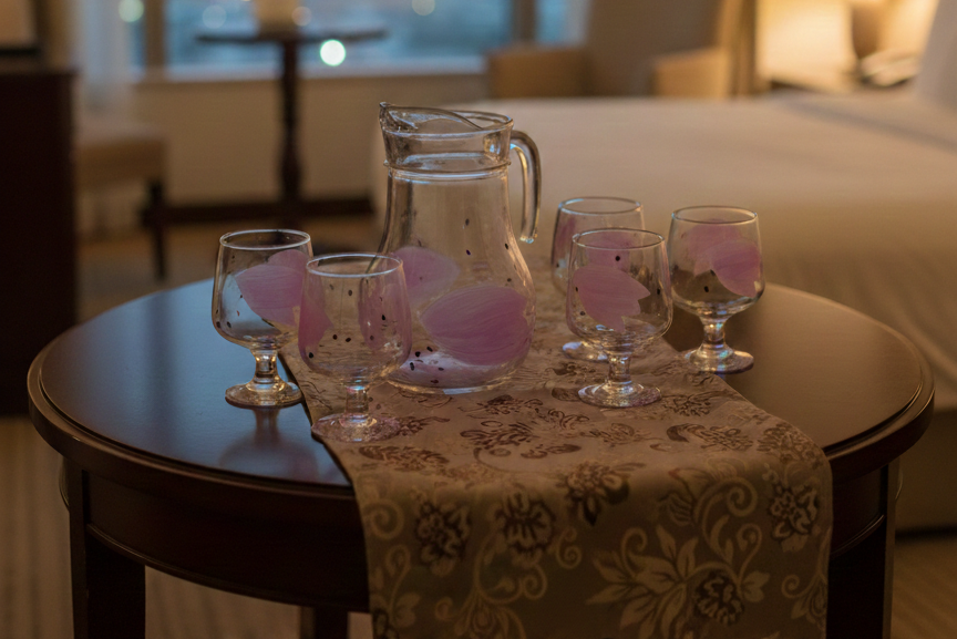 Glass Jug & 6 Glass Set – Purple Design | Babar Shop Karachi Glass Jug & 6 Glass Set – Purple Design | Babar Shop Karachi