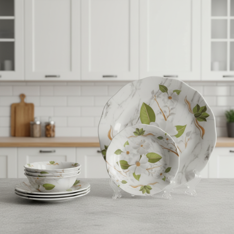 melamine dinner set 18 pcs floral design Karachi elegant Babar Shop