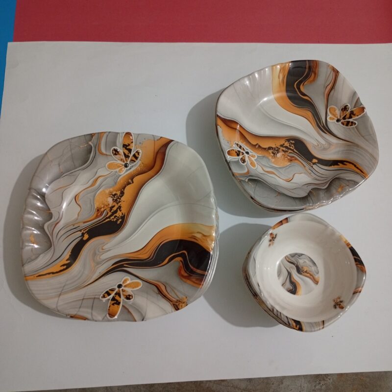 Melamine Dinnerware Set 18 Pcs – Premium Marble Design | Karachi