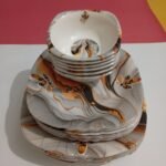Melamine Dinnerware 18 Pcs Set Price in Karachi – Double Glass Premium Marble Design