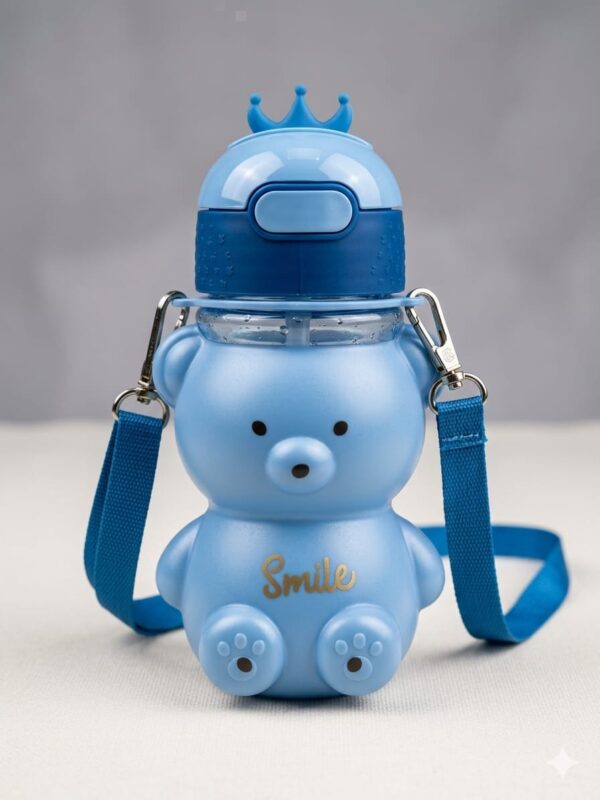 Kids Teddy Bear Water Bottle with Strap – Cute Plastic Bottle for Kids in Karachi