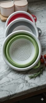 Collapsible Silicone Colander & Strainer Set – Foldable Kitchen Drainer in Karachi