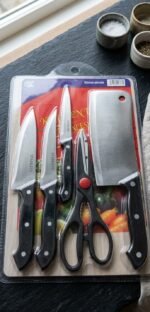 6-Piece Stainless Steel Kitchen Knife Set with Scissors & Cleaver – Best Knife Set in Karachi