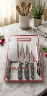 6-in-1 Kitchen Knife Set with Cutting Board – Complete Cooking Prep Kit (Karachi Delivery)