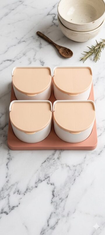4-Grid Seasoning Storage Box – Smart Spice Organizer for Kitchen Use