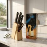 7 Piece Kitchen Knife Set with Wooden Block price in Karachi — Black Handle ST-593 | Rs. 1,795 COD