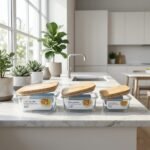3 piece square glass lunch box bamboo lid karachi cod heat resistant 320ml 520ml 800ml rs 1890 pakistan