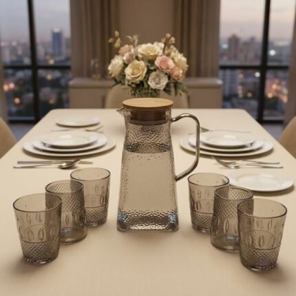 Acrylic jug and glass set with 6 matching glasses