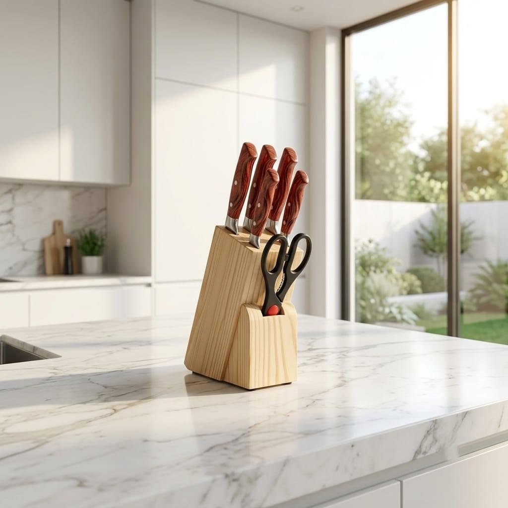7 Piece Kitchen Knife Set Wooden Handle price in Karachii — Premium Wood Grain Block ST-593 | Rs. 1,795 COD