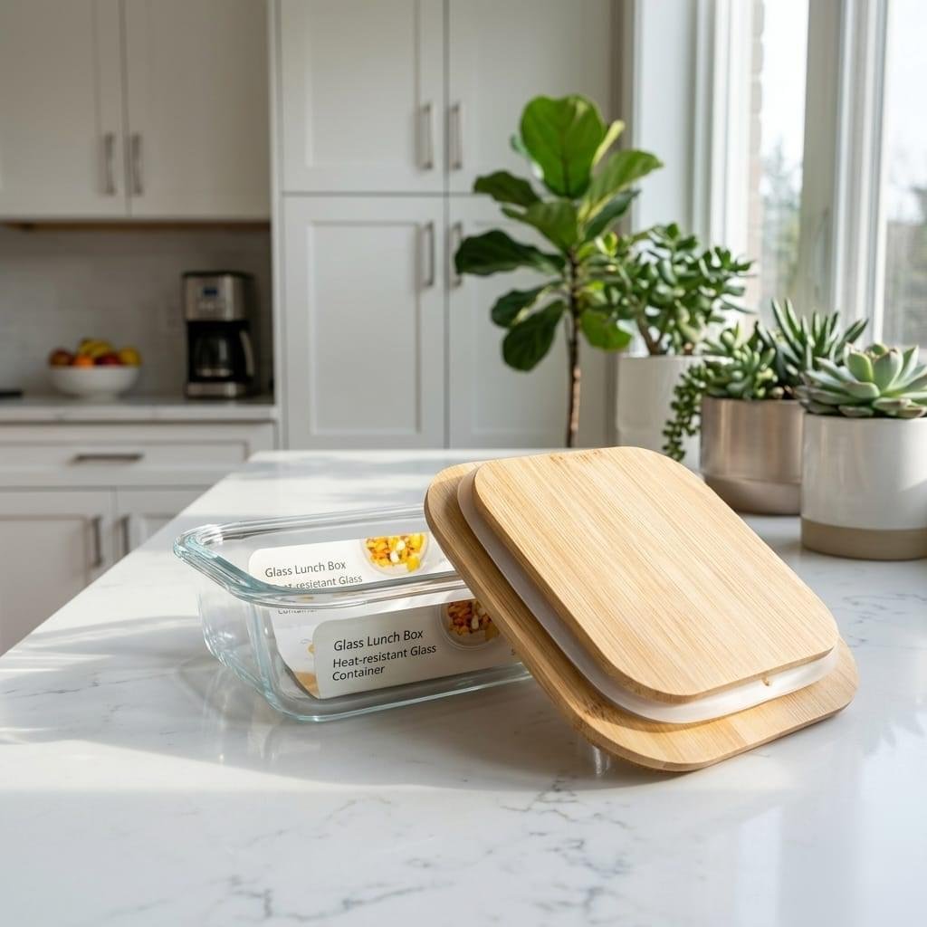 3 piece square glass lunch box bamboo lid karachi cod heat resistant 320ml 520ml 800ml rs 1890 pakistan